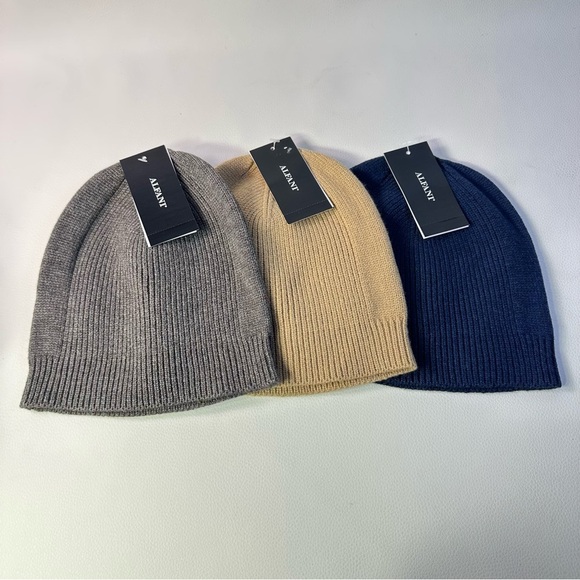 Alfani Other - 3 Pack NEW Alfani Men's Knit Beanie Set - Gray, Tan, and Blue